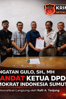 Paulus Peringatan Gulo, SH., MH. Terima Mandat Pimpinan DPD Pemuda Demokrat Indonesia Sumatera Utara