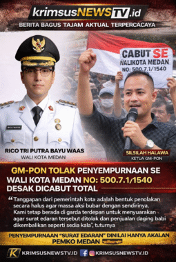 GM-PON Tolak Penyempurnaan SE Wali Kota Medan No: 500.7.1/1540, Desak Dicabut Total