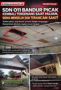 SDN 011 Bandur Picak Kembali Tersorot : Kelas Tergenang Saat Hujan Deras, Siswa Mengeluh Sakit dan Belajar Terganggu