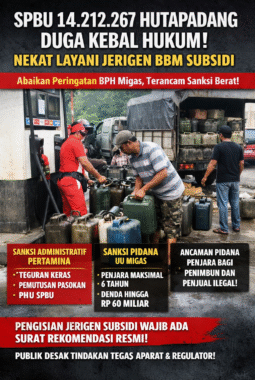 Diduga Kebal Hukum, SPBU 14.212.267 Hutapadang Nekat Layani Pengisian Jerigen Subsidi Meski Sudah Diperingatkan BPH Migas