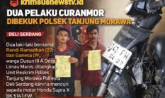 Dua Pelaku Curanmor Diangkut Unit Reskrim Polsek Tanjung Morawa ke Komando