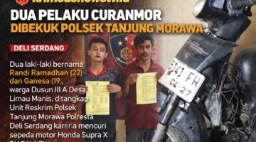 Dua Pelaku Curanmor Diangkut Unit Reskrim Polsek Tanjung Morawa ke Komando